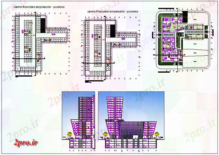 دانلود نقشه ساختمان مرتفعبلند طرحی ساختمان جزئیات 68 در 72 متر (کد70595)