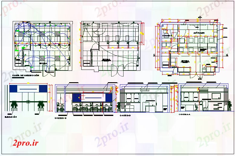 دانلود نقشه طراحی داخلی طرحی برق جزئیات طرحی بندی  (کد70616)