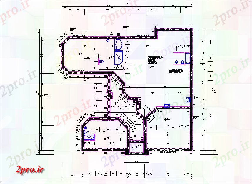 دانلود نقشه مسکونی ، ویلایی ، آپارتمان طرحی خانه های مسکونی جزئیات 74 در 76 متر (کد70617)