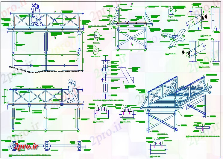 دانلود نقشه باغ باغ  ساختار پل پیاده روی  جزئیات (کد70638)