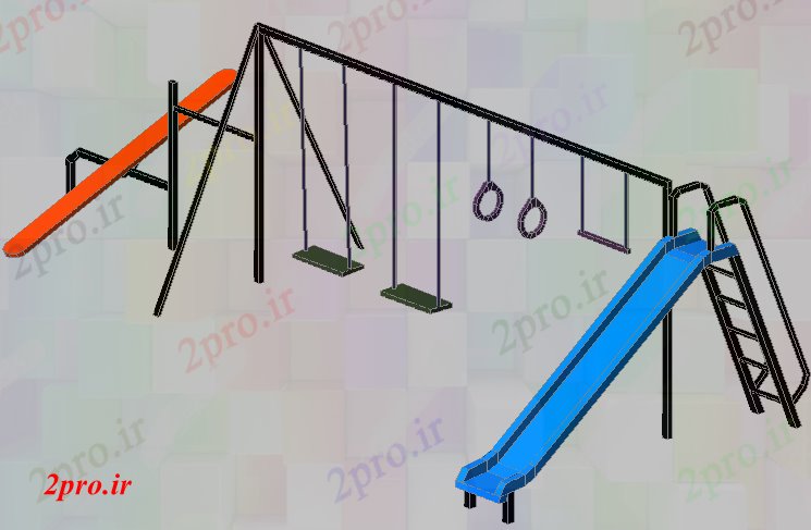 دانلود نقشه باغ  تریدی از بچه ها بازی بازی در فضای باز  جزئیات (کد70643)