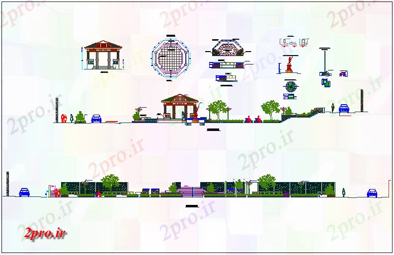 دانلود نقشه باغ پارک نما باغ   جزئیات (کد70669)