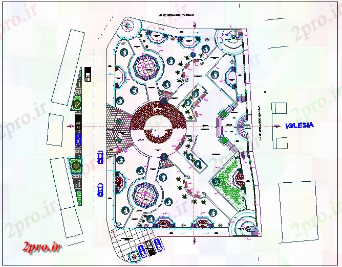 دانلود نقشه پارک - باغ    عمومی پارک باغ  بالا جزئیات (کد70670)