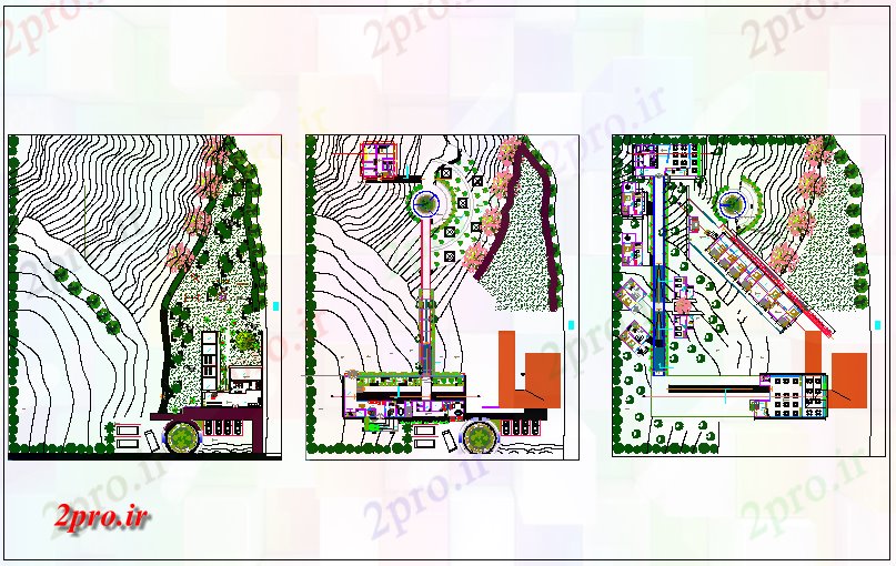 دانلود نقشه باغ طرحی سایت جزئیات طرحی از پارک و منطقه مسکونی جزئیات 12 در 37 متر (کد70678)