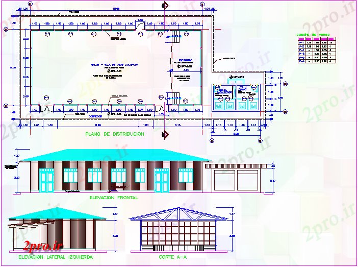 دانلود نقشه جزئیات معماری چند اتاق فاده رفیق با طرحی توزیع، نما و بخش  و درب و پنجره جزئیات (کد70840)