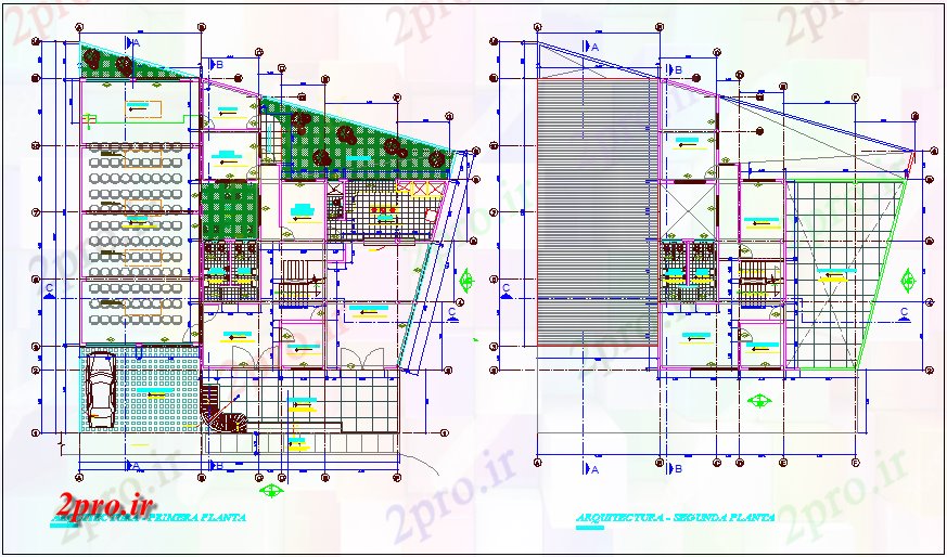 دانلود نقشه ساختمان دولتی ، سازمانی دولت ساختمان اجتماعی اول و طبقه دوم 17 در 20 متر (کد70869)