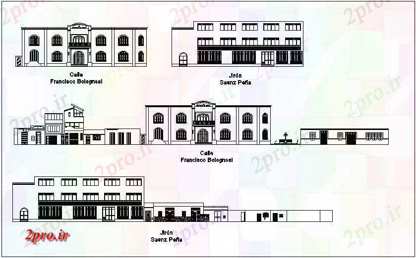 دانلود نقشه  ساختمان دولتی ، سازمانی نما ساختمان شهرداری با محور مختلف (کد70899)