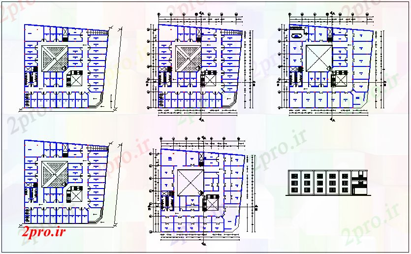 دانلود نقشه ستون  ستون از طرحی طبقه با نما ساختمان شهرداری (کد70901)