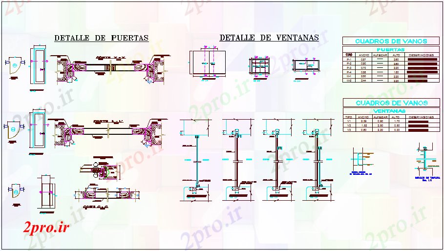 دانلود نقشه جزئیات طراحی در و پنجره  درب و پنجره جزئیات برای سالن شهرستان ساخت (کد70913)