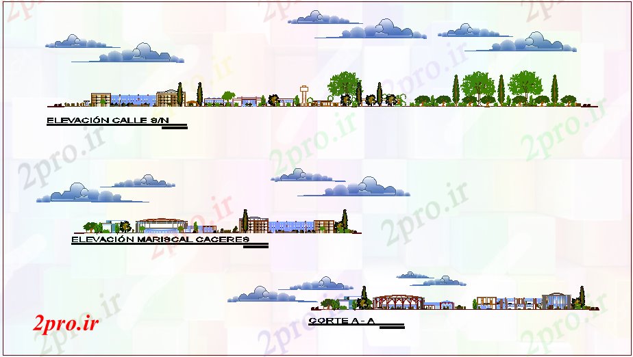 دانلود نقشه  ساختمان دولتی ، سازمانی نما و بخش نظر جوانان پوششی مرکز (کد70974)