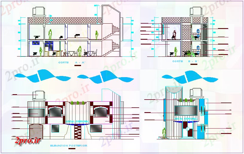 دانلود نقشه جزئیات معماری طرحی سقف اتاق فاده های متعدد (کد71005)