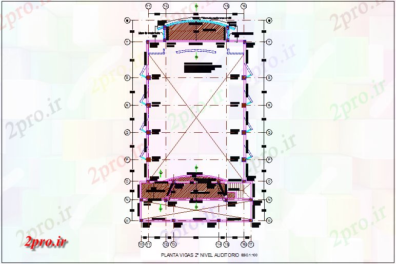 دانلود نقشه جزئیات تیر در سطح طرحی پرتو سالن دوم برای مرکز جدایی ناپذیر (کد71016)