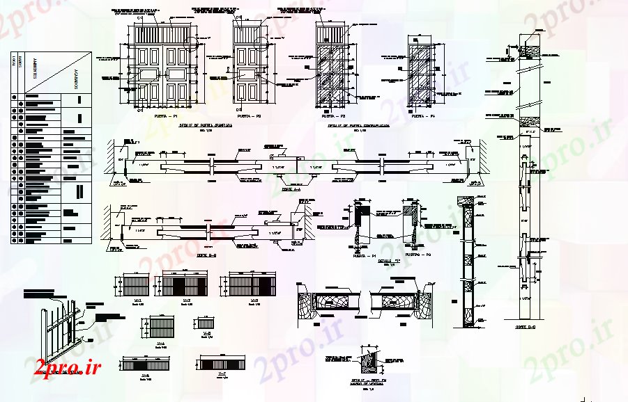 دانلود نقشه جزئیات ساخت و ساز جزئیات نما درب و طرحی کار ساخت و ساز جزئیات (کد71026)