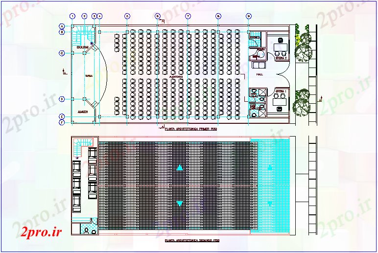 دانلود نقشه ساختمان دولتی ، سازمانی اول و دوم طرحی طبقه از دولت اتاق جمعی 11 در 24 متر (کد71046)