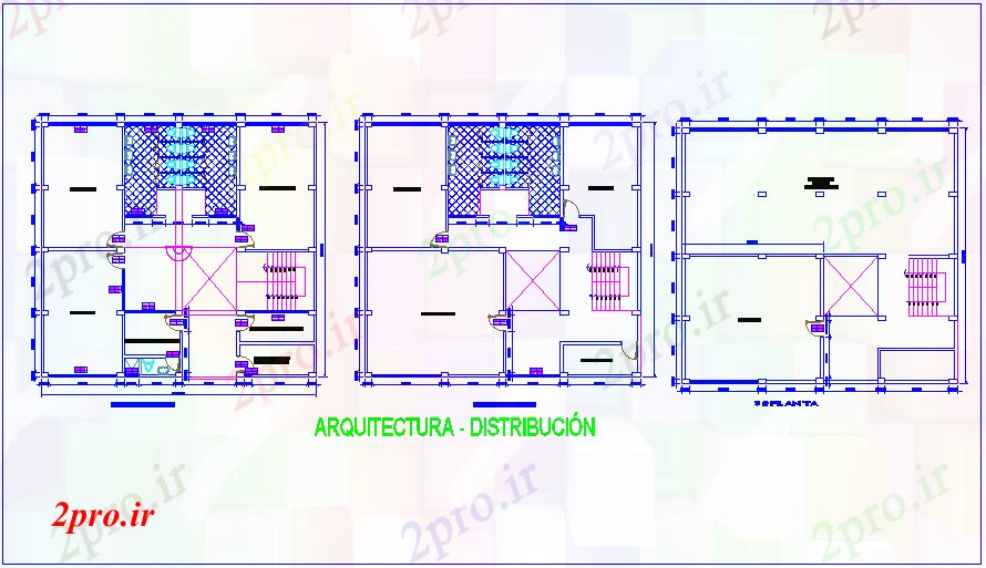 دانلود نقشه دانشگاه ، آموزشکده ، موسسه - طرحی معماری برای اولین بار به طبقه سوم برای آموزش آموزشی مرکز 13 در 14 متر (کد71053)