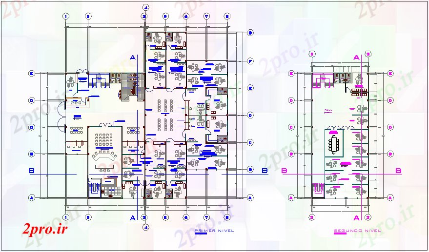 دانلود نقشه بانک ها اولین و طرحی طبقه دوم بانک آژانس 36 در 37 متر (کد71087)