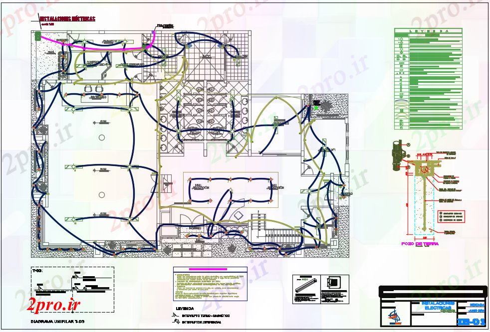 دانلود نقشه معماری برق تجاری طرحی جزئیات (کد71115)