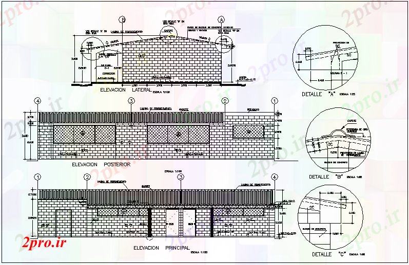 دانلود نقشه ساختمان دولتی ، سازمانی نمای با محور مختلف برای جامعه خانه 11 در 17 متر (کد71144)