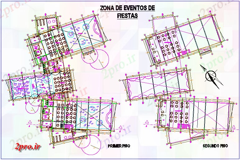 دانلود نقشه باشگاه حزب منطقه صورت خانه باشگاه با طبقه اول و دوم 57 در 73 متر (کد71183)