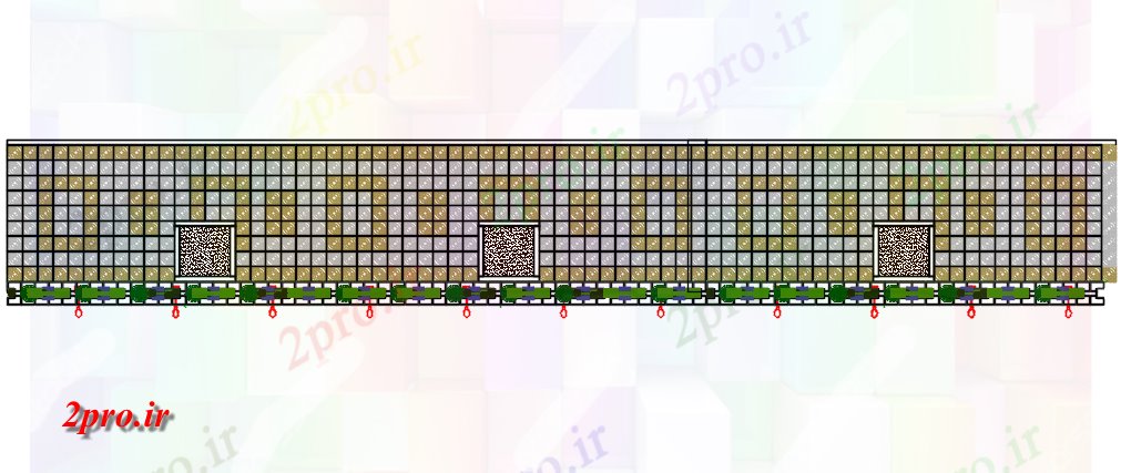 دانلود نقشه بلوک در و نرده های دیوار اصلی نما دروازه جزئیات (کد71207)