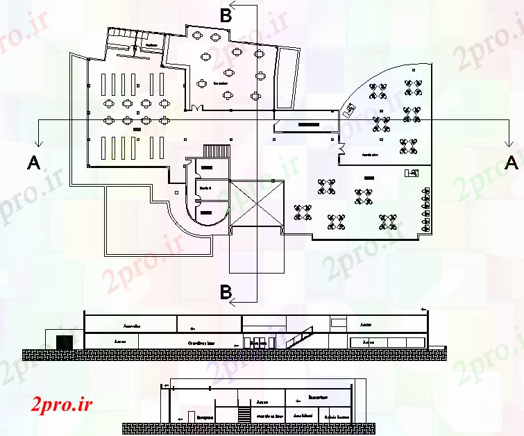 دانلود نقشه ساختمان اداری - تجاری - صنعتی طرحی تجاری و نما جزئیات 6 در 24 متر (کد71211)