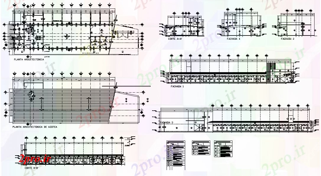 دانلود نقشه ساختمان اداری - تجاری - صنعتی طرحی کار، نما و بخش جزئیات (کد71224)