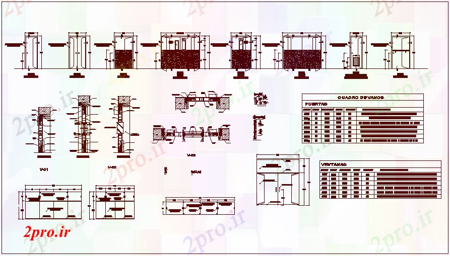 دانلود نقشه جزئیات طراحی در و پنجره  درب و پنجره  جزئیات با  بخش کلینیک  دندانپزشکی (کد71251)