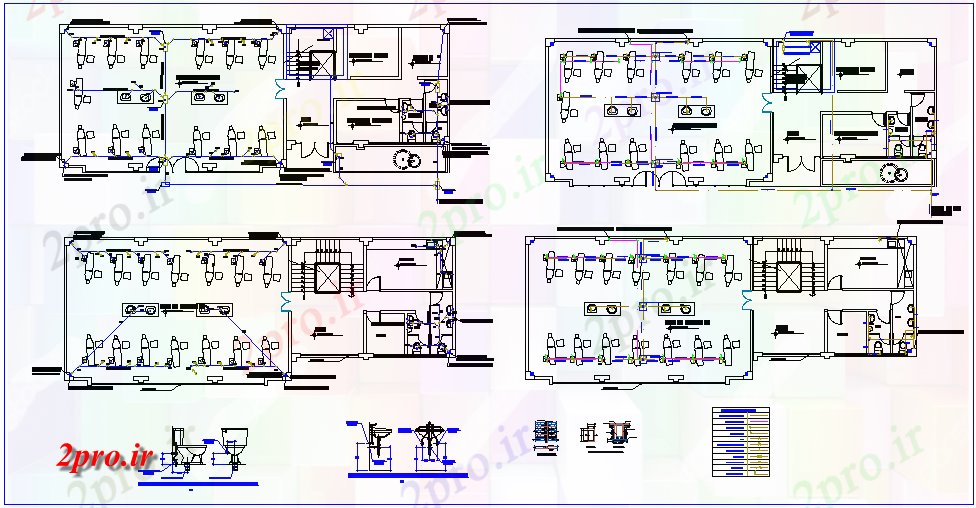 دانلود نقشه تجهیزات بهداشتی طرحی طبقه نصب و راه اندازی لوله کشی با جزئیات برای کلینیک  (کد71259)