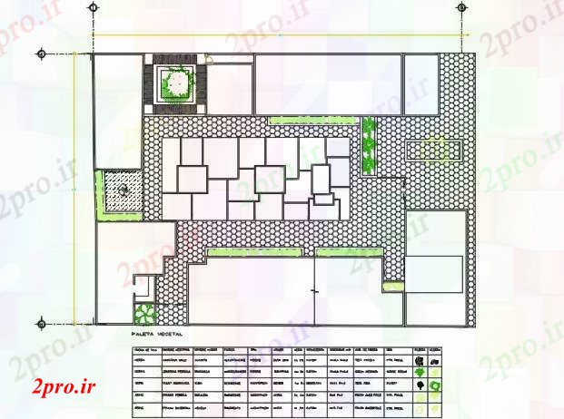 دانلود نقشه ساختمان اداری - تجاری - صنعتی طرحی ساختمان جزئیات محوطه سازی 27 در 37 متر (کد71266)