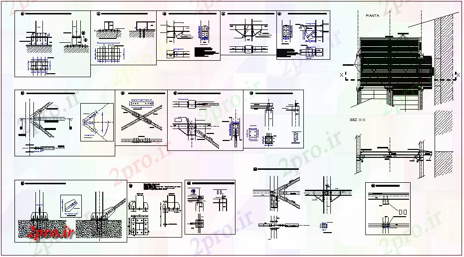 دانلود نقشه جزئیات ساختار  جزئیات سازه فولادی بیمارستان خروج  پله  (کد71289)