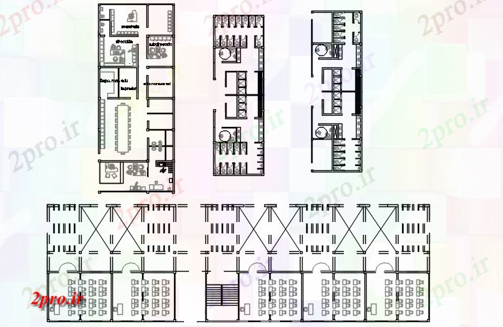 دانلود نقشه ساختمان اداری - تجاری - صنعتی دفتر تجاری طرحی و توالت طرحی جزئیات 43 در 76 متر (کد71295)