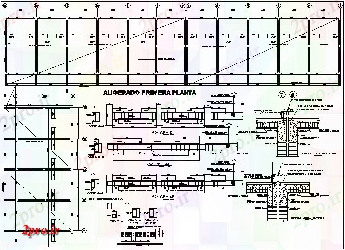 دانلود نقشه پلان مقطعی  جزئیات ساختار و بخش تخته و الوار ستون پلان (کد71306)