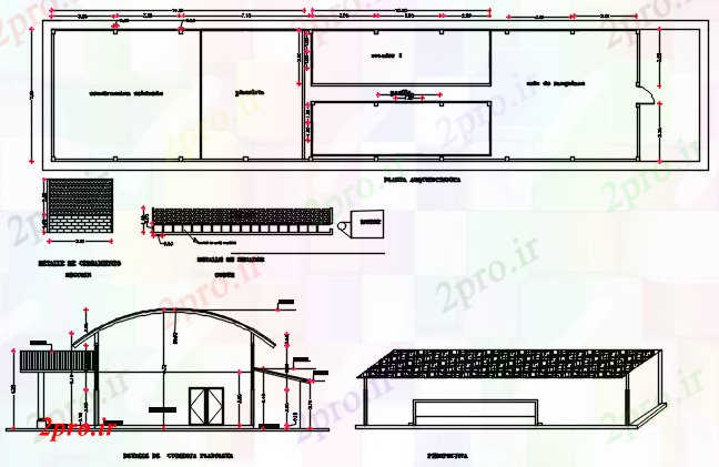 دانلود نقشه ساختمان اداری - تجاری - صنعتی طرحی تجاری و نما طرحی کار جزئیات 11 در 24 متر (کد71330)