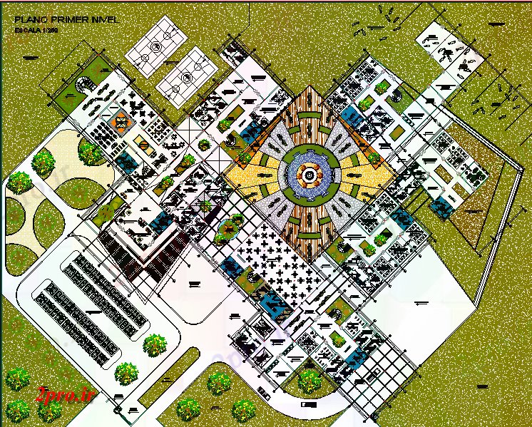دانلود نقشه دانشگاه ، آموزشکده ، مدرسه ، هنرستان ، خوابگاه -  محوطه سازی طراحی تجاری جزئیات (کد71332)