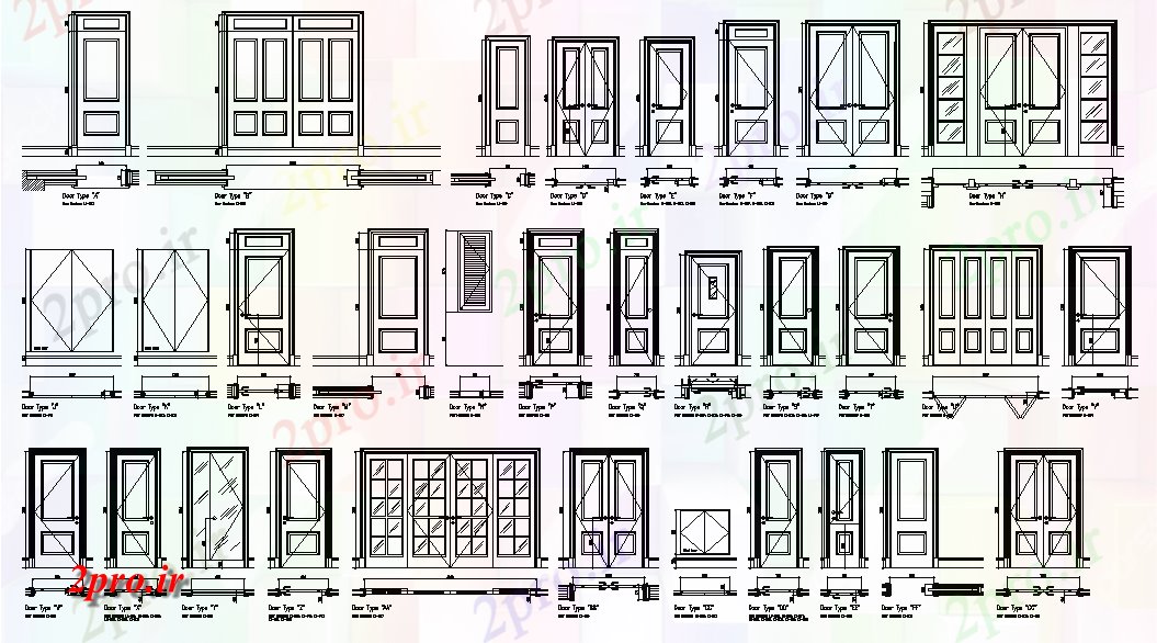 دانلود نقشه درب و پنجره انواع درب نما (کد71480)