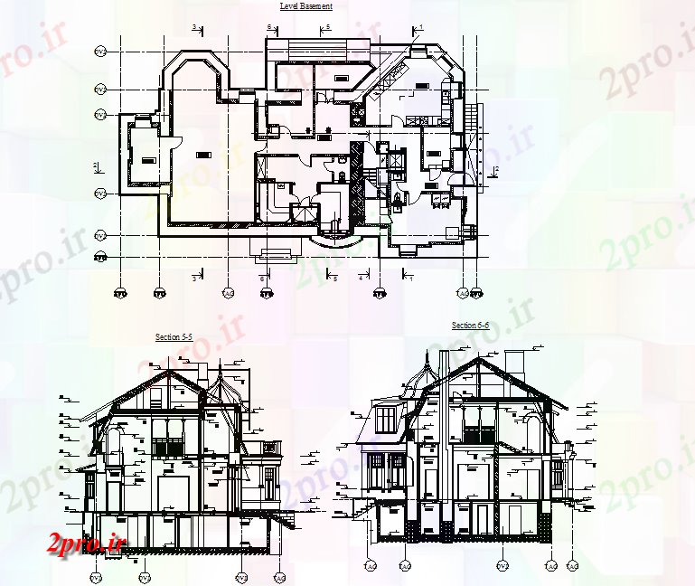 دانلود نقشه خانه های کوچک ، نگهبانی ، سازمانی - نما ویلا تاریخی و طرح 15 در 25 متر (کد71487)