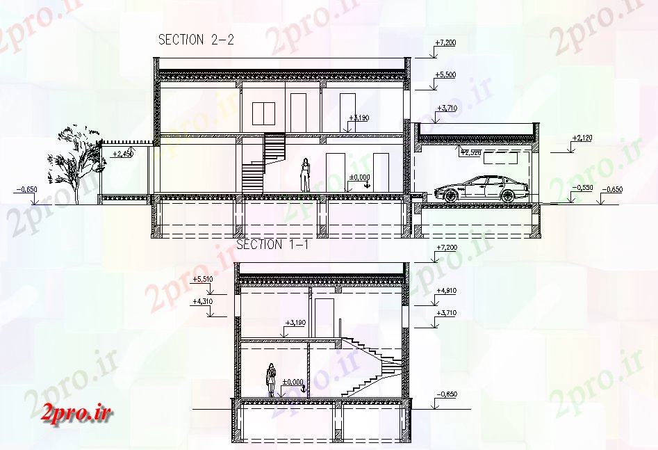 دانلود نقشه مسکونی ، ویلایی ، آپارتمان نما بخشی از یک خانه با سطح جزئیات 9 در 20 متر (کد71492)