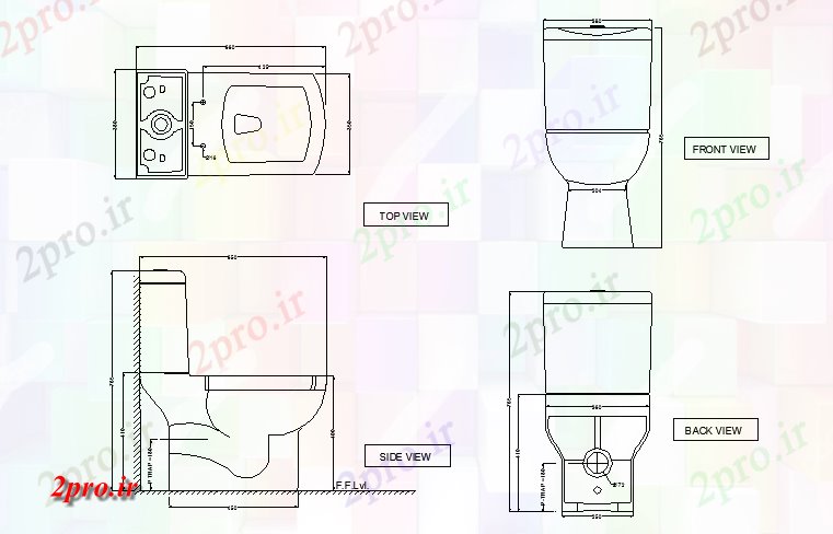 دانلود نقشه بلوک حمام جزئیات توالت توالت با تمام بخش های (کد71518)
