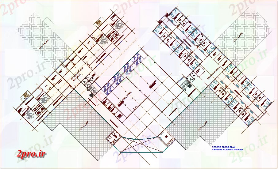 دانلود نقشه بیمارستان -  درمانگاه -  کلینیک طرحی طبقه دوم برای بیمارستان عمومی از Mollie (کد71521)