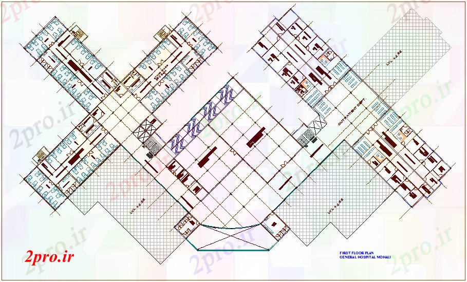 دانلود نقشه بیمارستان -  درمانگاه -  کلینیک طرحی طبقه اول از بیمارستان عمومی (کد71523)