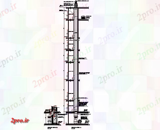 دانلود نقشه ساختمان اداری - تجاری - صنعتی بخش شماتیک جزئیات 6 در 15 متر (کد71558)