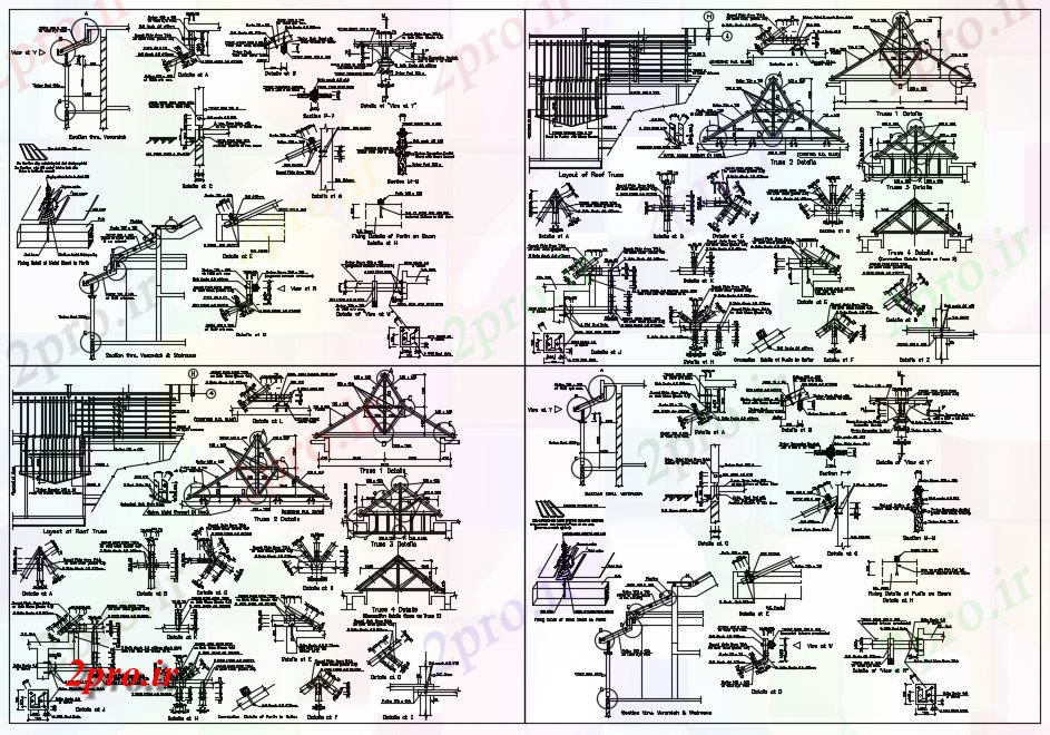 دانلود نقشه جزئیات معماری سقف از فلز (کد71586)