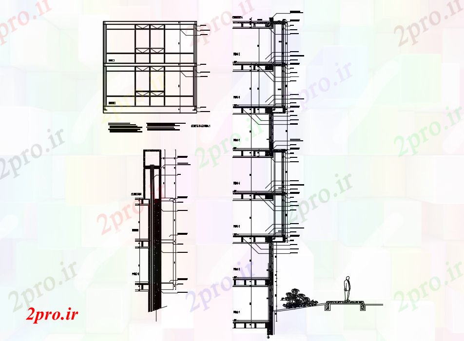 دانلود نقشه جزئیات ساخت و ساز جلو دادگاه (کد71606)