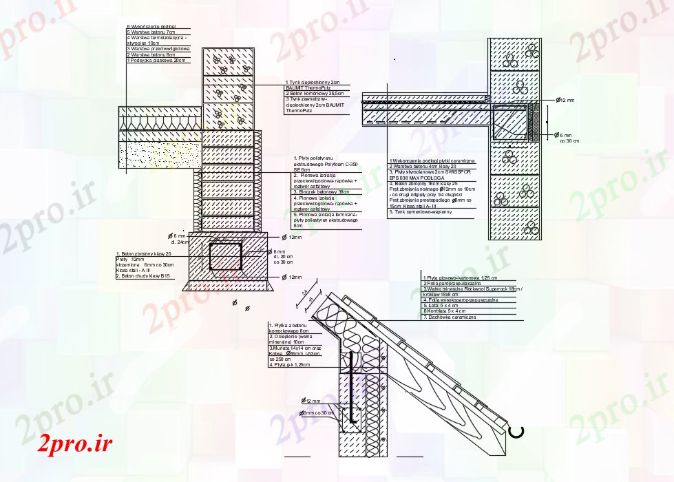 دانلود نقشه جزئیات ساختار جزئیات سازنده fullconstruction جزئیات پایه coneciones سقف (کد71608)