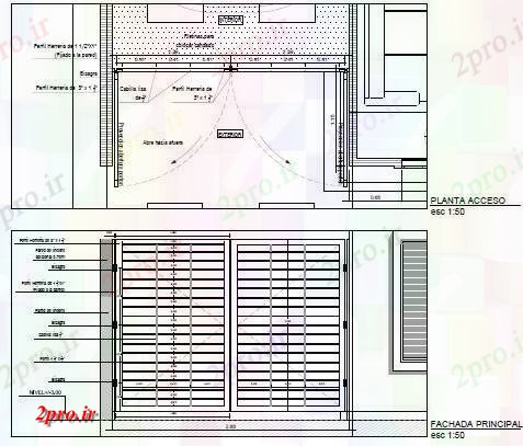 دانلود نقشه جزئیات طراحی در و پنجره  شبکه مقابل دروازه (کد71609)