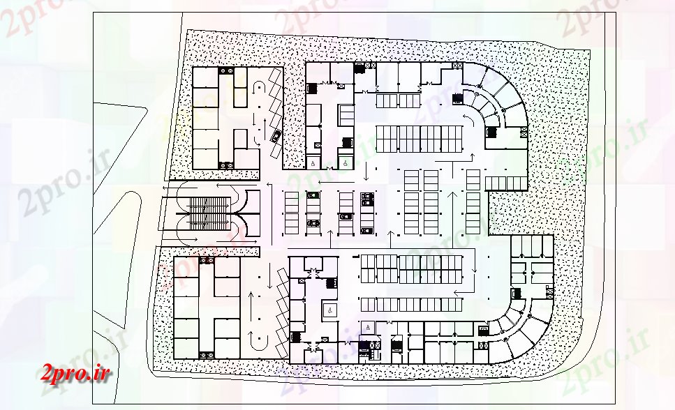 دانلود نقشه ساختمان اداری - تجاری - صنعتی طراحی از پارکینگ اتومبیل زیرزمین 10 در 14 متر (کد71623)