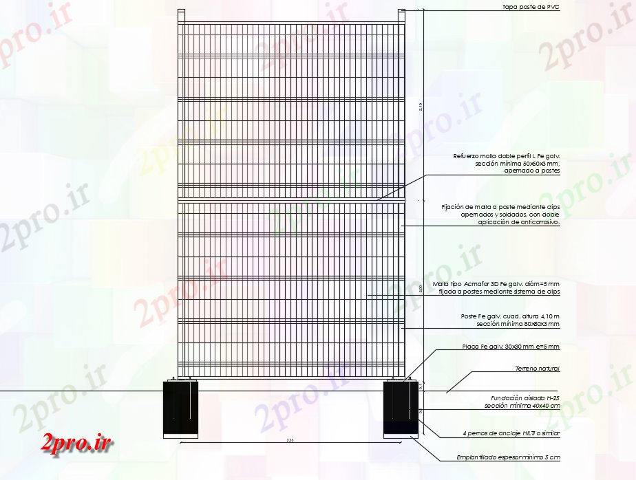 دانلود نقشه پلان مقطعی جانبداری Multicancha تریدی بخش  (کد71647)