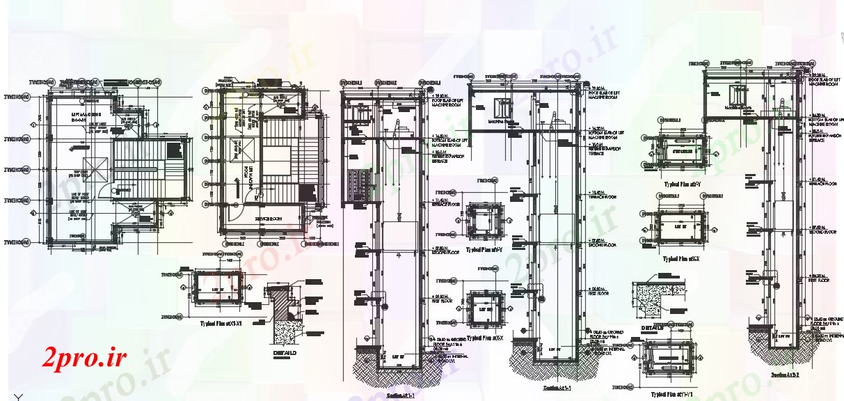 دانلود نقشه جزئیات معماری  آسانسور  (کد71651)