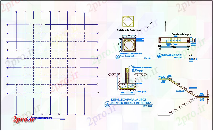 دانلود نقشه جزئیات ساختار طرحی ساختاری طبقه دوم با جزئیات برای قلب و عروق بیمارستان (کد71706)