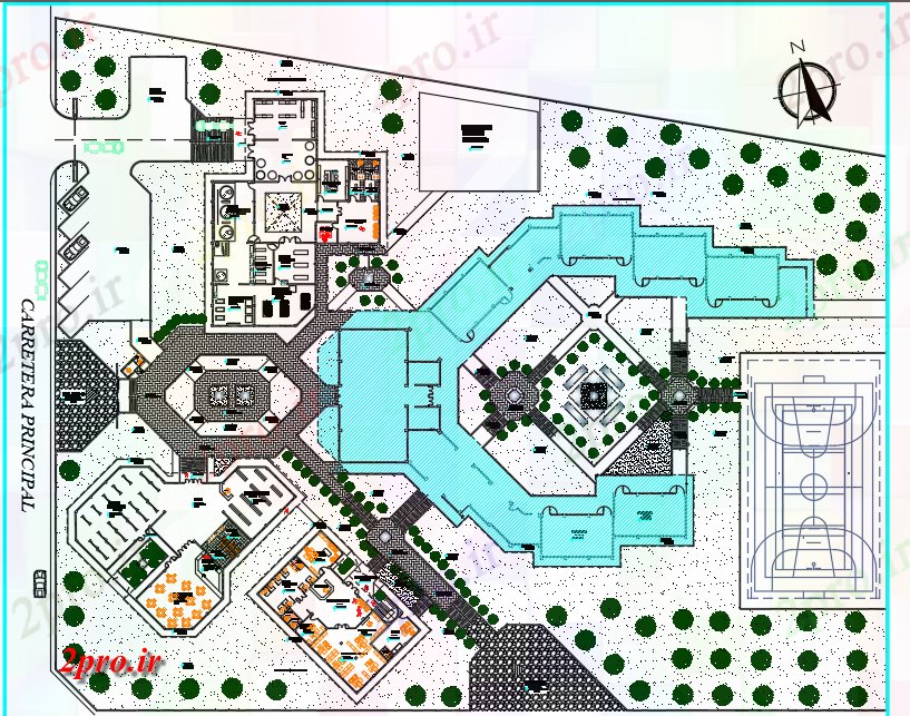 دانلود نقشه ساختمان اداری - تجاری - صنعتی جهت شمال جزئیات 154 در 187 متر (کد71761)